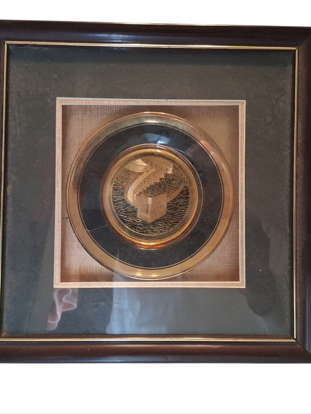 Framed Metal Engraving by Art of Chokin Featuring The Great Wall of China